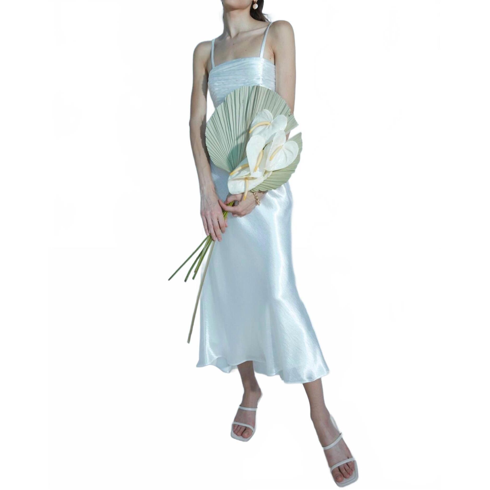 New Aiifos Linda Slip Skirt In Metallic White — image 4 of 4